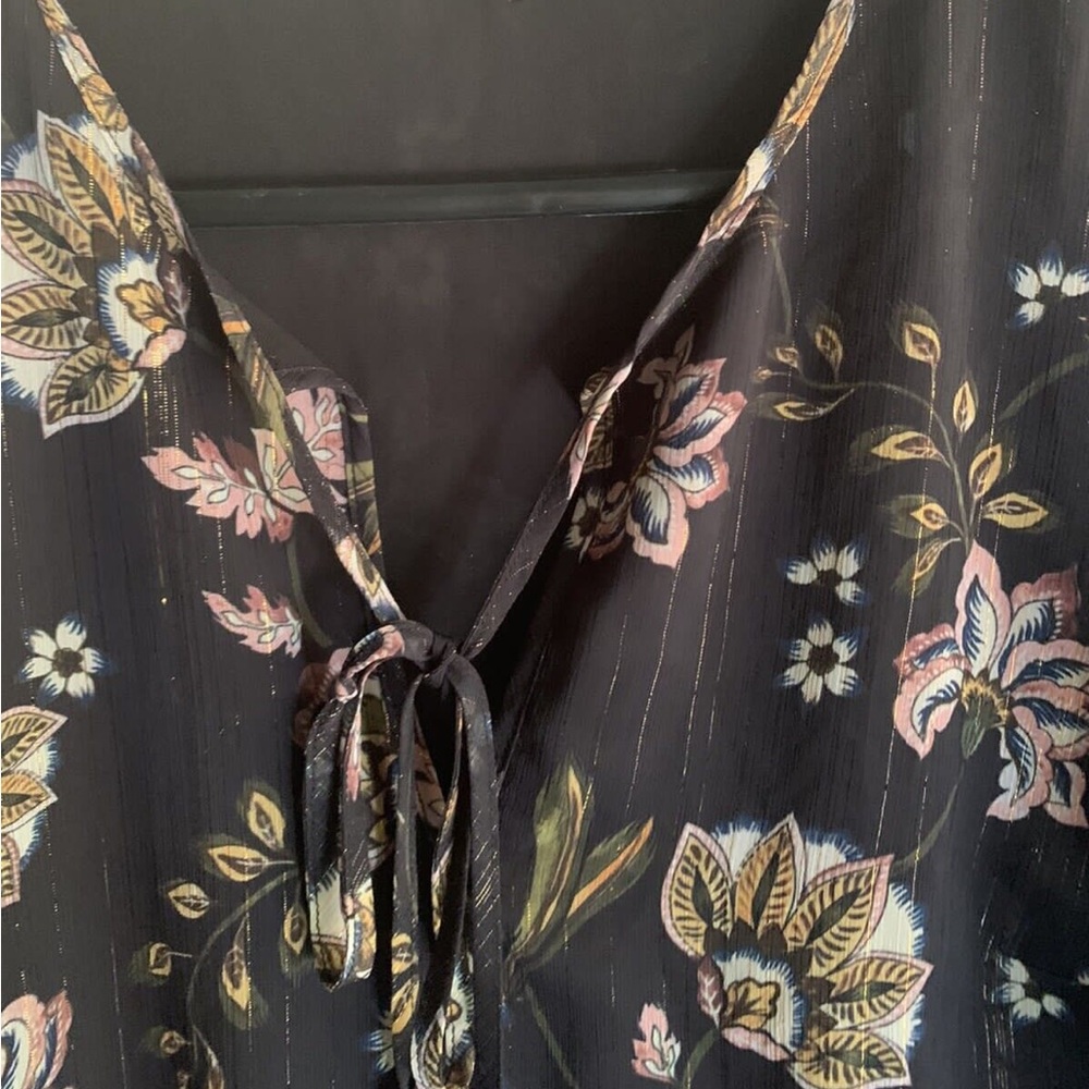 PORTMANS Delphine Woodland Winter Floral Black Gold Metallic Long Sleeve Blouse - Picture 4 of 9